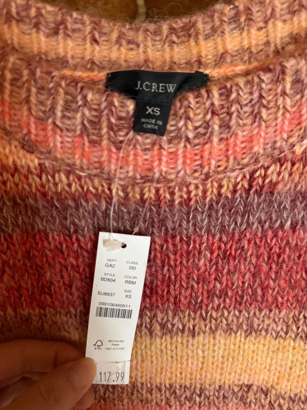 J.Crew Multi Bright Crewneck Knit Sweater NWT - Picture 10 of 10